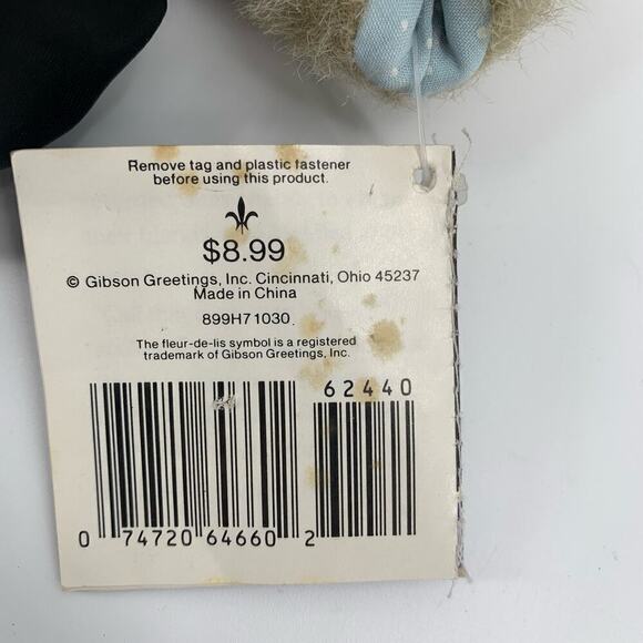 VTG ‘90 Gibson Greetings Masked w/Cape 5” Teddy Bear Plush NOS Teddy Hugglesbie - Picture 6 of 7